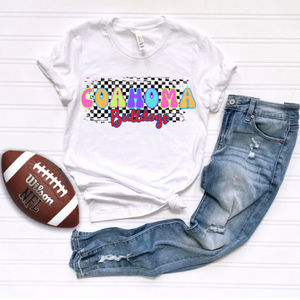 Little coahoma rainbow checkered tee