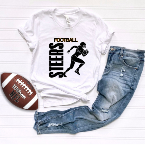 Adult steers football top